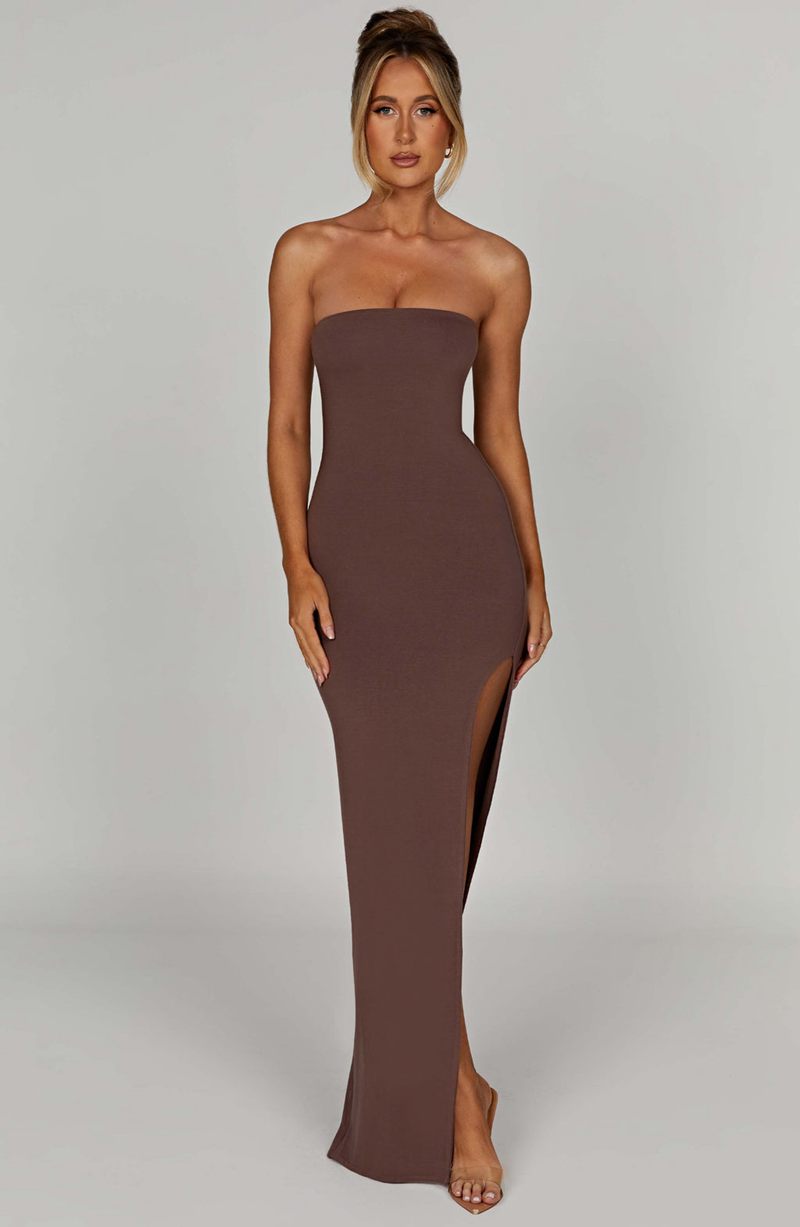 Babyboo Teyana Maxi Dress Chocolate USA | 048-RTNVSC