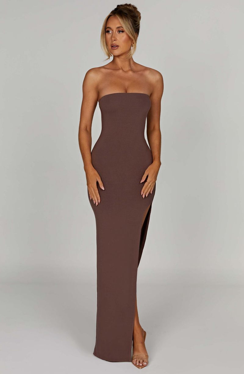 Babyboo Teyana Maxi Dress Chocolate USA | 048-RTNVSC