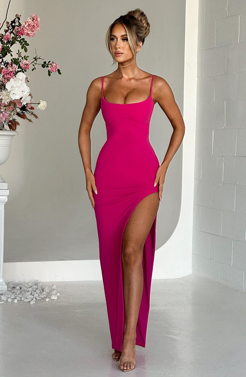 Babyboo Tiarne Maxi Dress Hot Pink USA | 809-OHBFUT