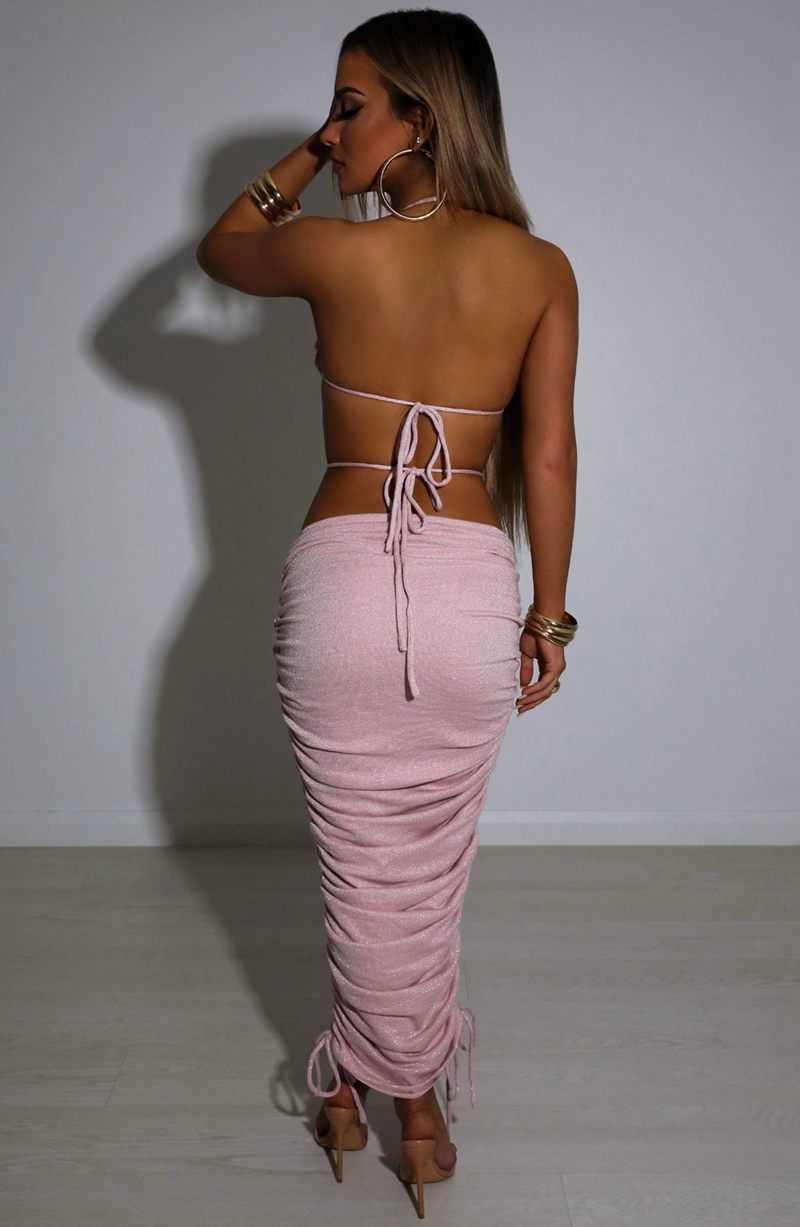 Babyboo Valencia Maxi Skirt Baby Pink Sparkle USA | 450-YZRWIG