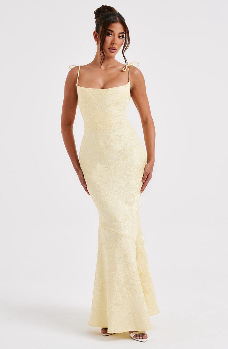 Babyboo Whitney Maxi Dress Lemon USA | 532-NFVWED