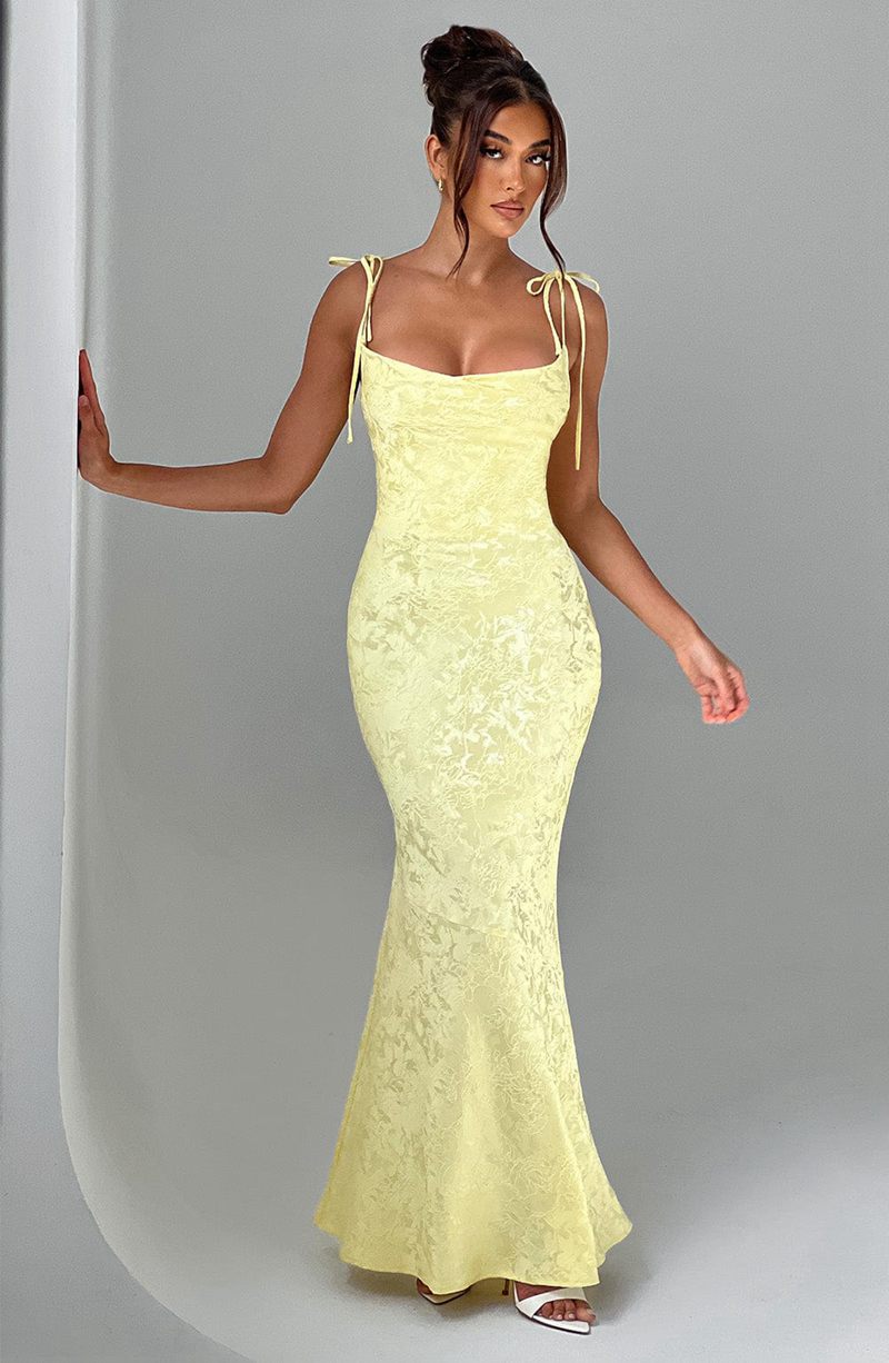 Babyboo Whitney Maxi Dress Lemon USA | 532-NFVWED