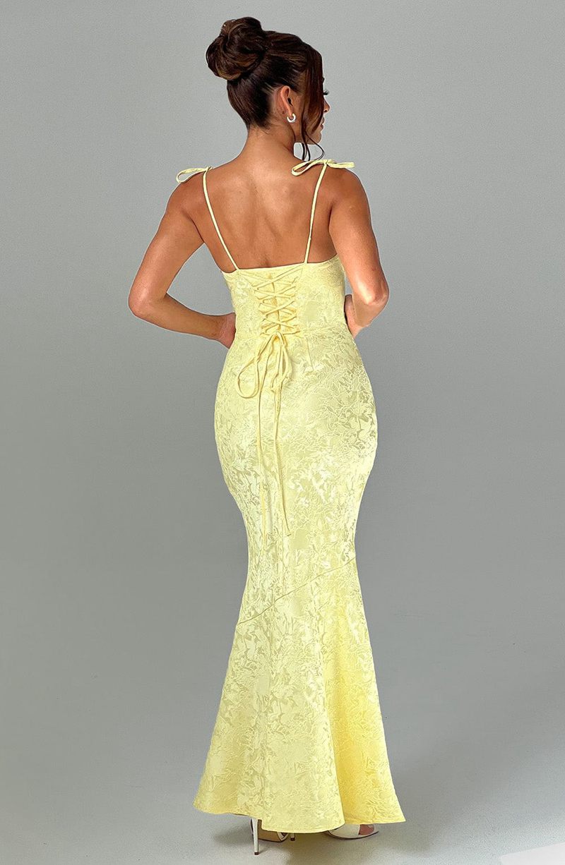 Babyboo Whitney Maxi Dress Lemon USA | 532-NFVWED