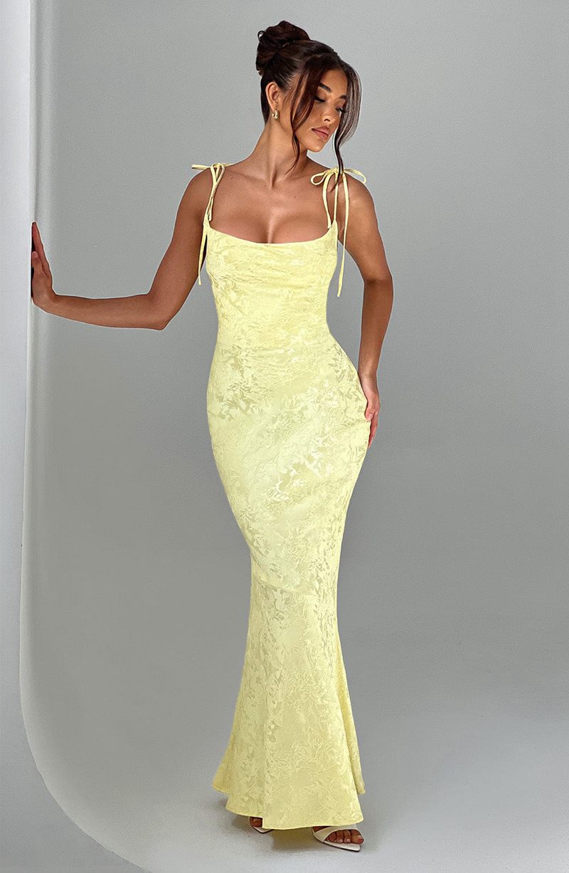 Babyboo Whitney Maxi Dress Lemon USA | 532-NFVWED