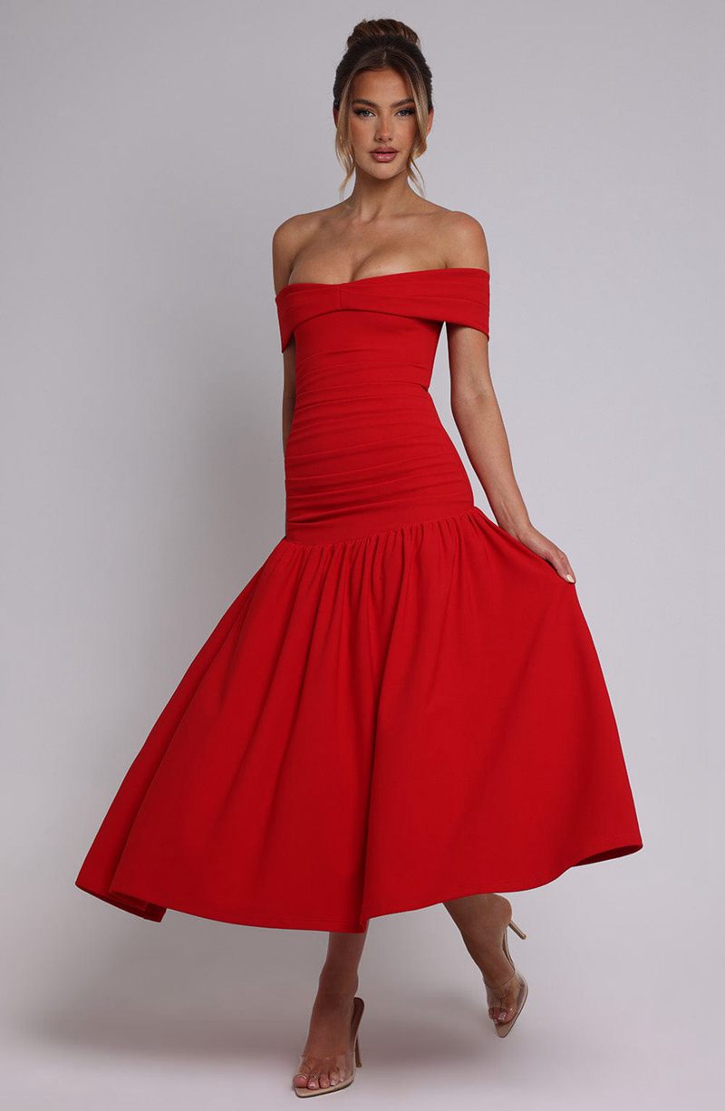 Babyboo Wilhelmina Midaxi Dress Red USA | 210-JLQTPH