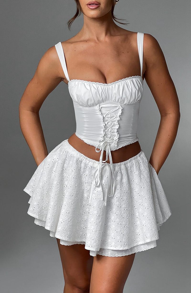 Babyboo Winnie Mini Skirt White USA | 172-BDYJPX