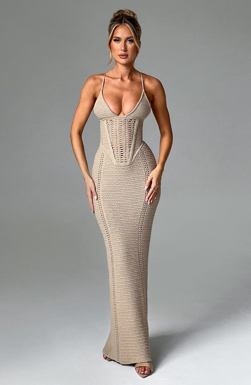 Babyboo Xanthe Maxi Dress Beige USA | 059-IGEKVQ