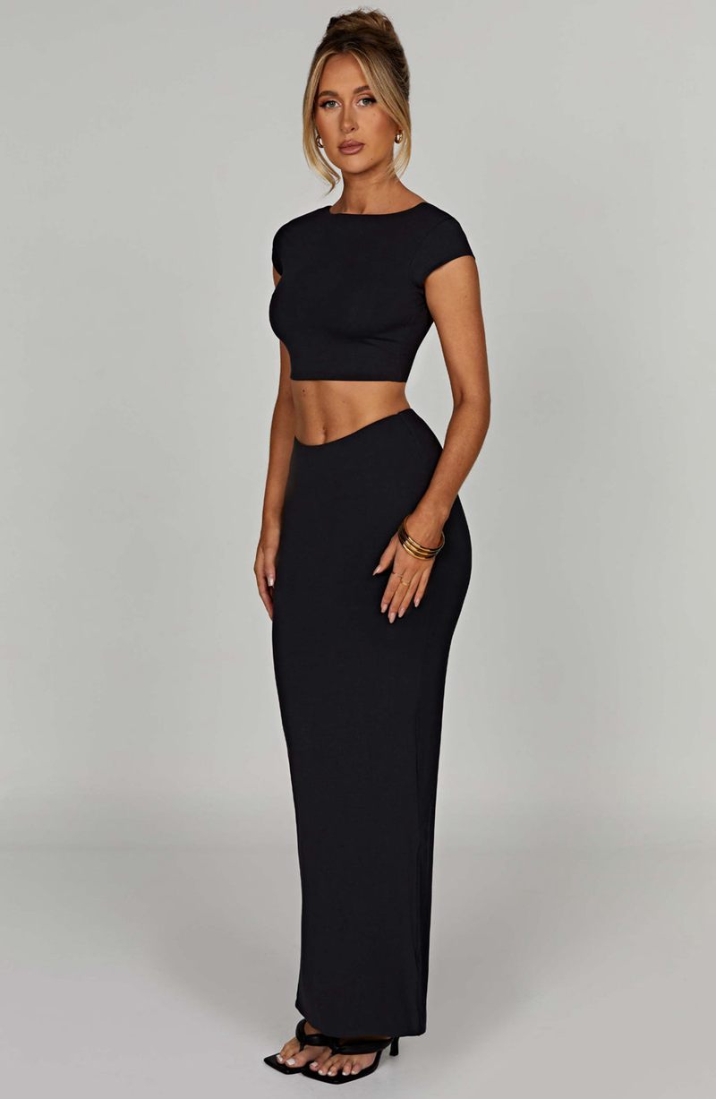 Babyboo Yazmin Maxi Skirt Black USA | 698-BGUVSO