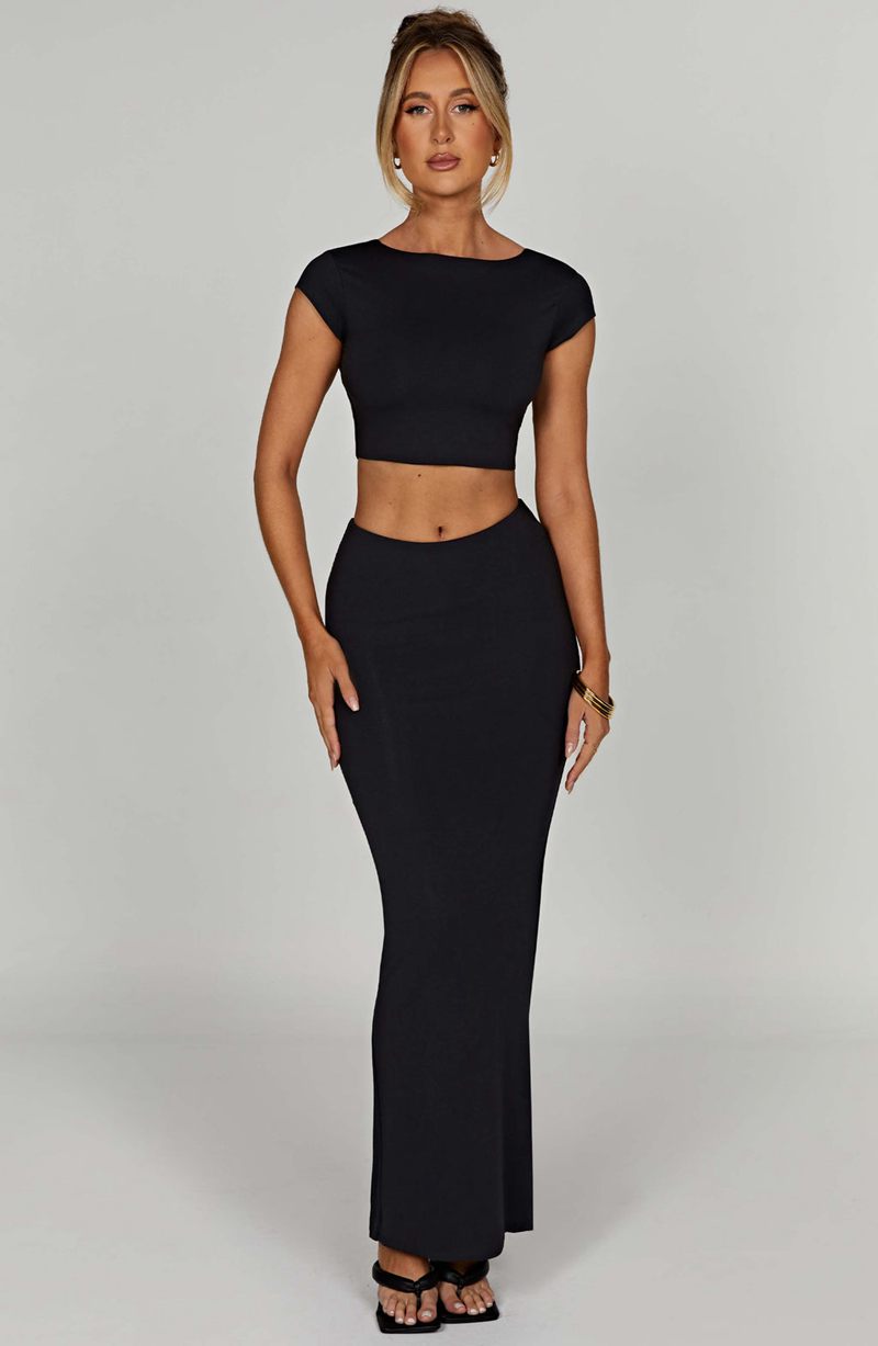 Babyboo Yazmin Maxi Skirt Black USA | 698-BGUVSO