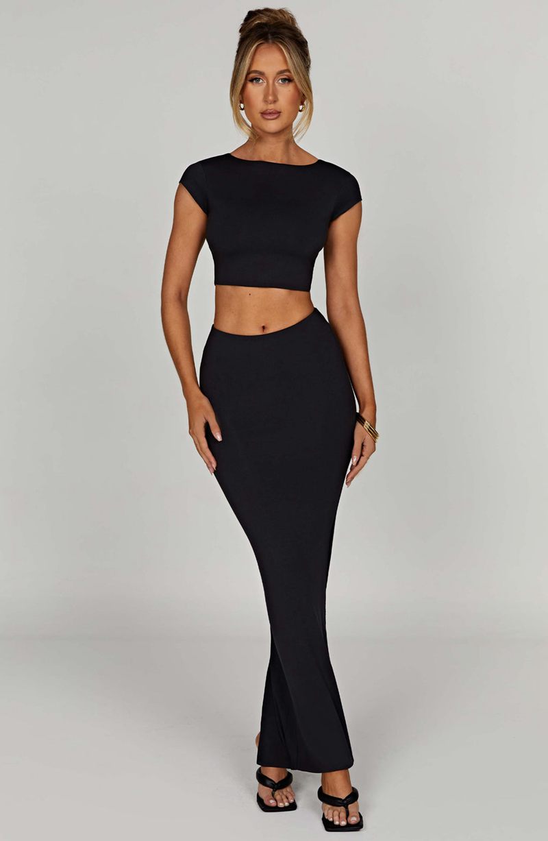 Babyboo Yazmin Maxi Skirt Black USA | 698-BGUVSO