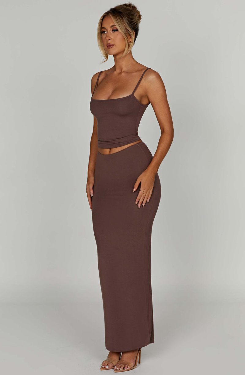 Babyboo Yazmin Maxi Skirt Chocolate USA | 615-QFOKNY