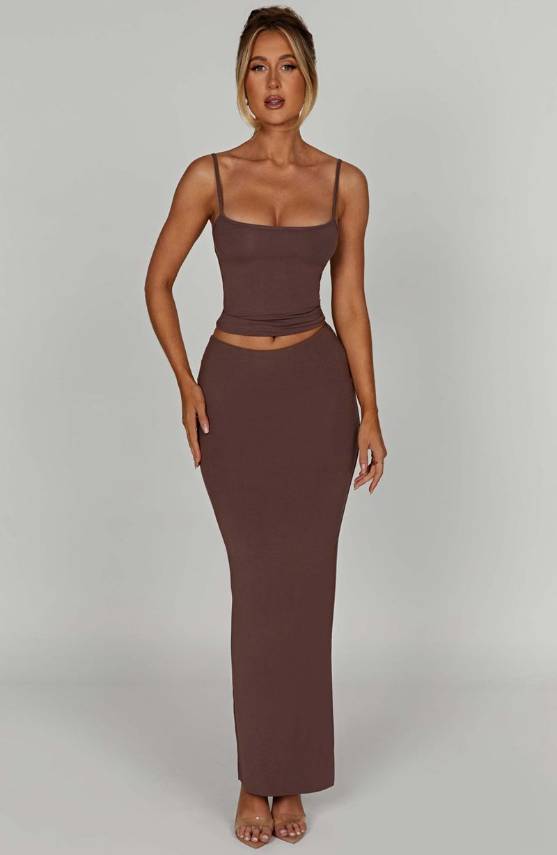 Babyboo Yazmin Maxi Skirt Chocolate USA | 615-QFOKNY