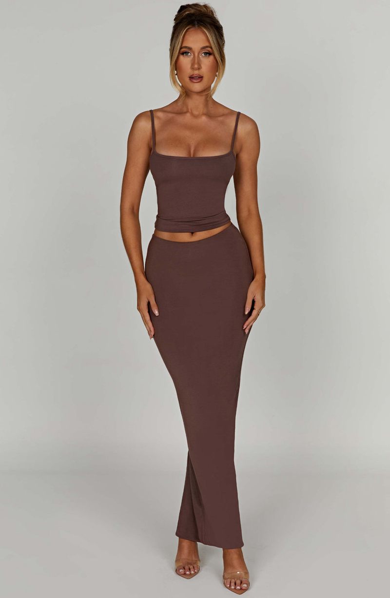 Babyboo Yazmin Maxi Skirt Chocolate USA | 615-QFOKNY