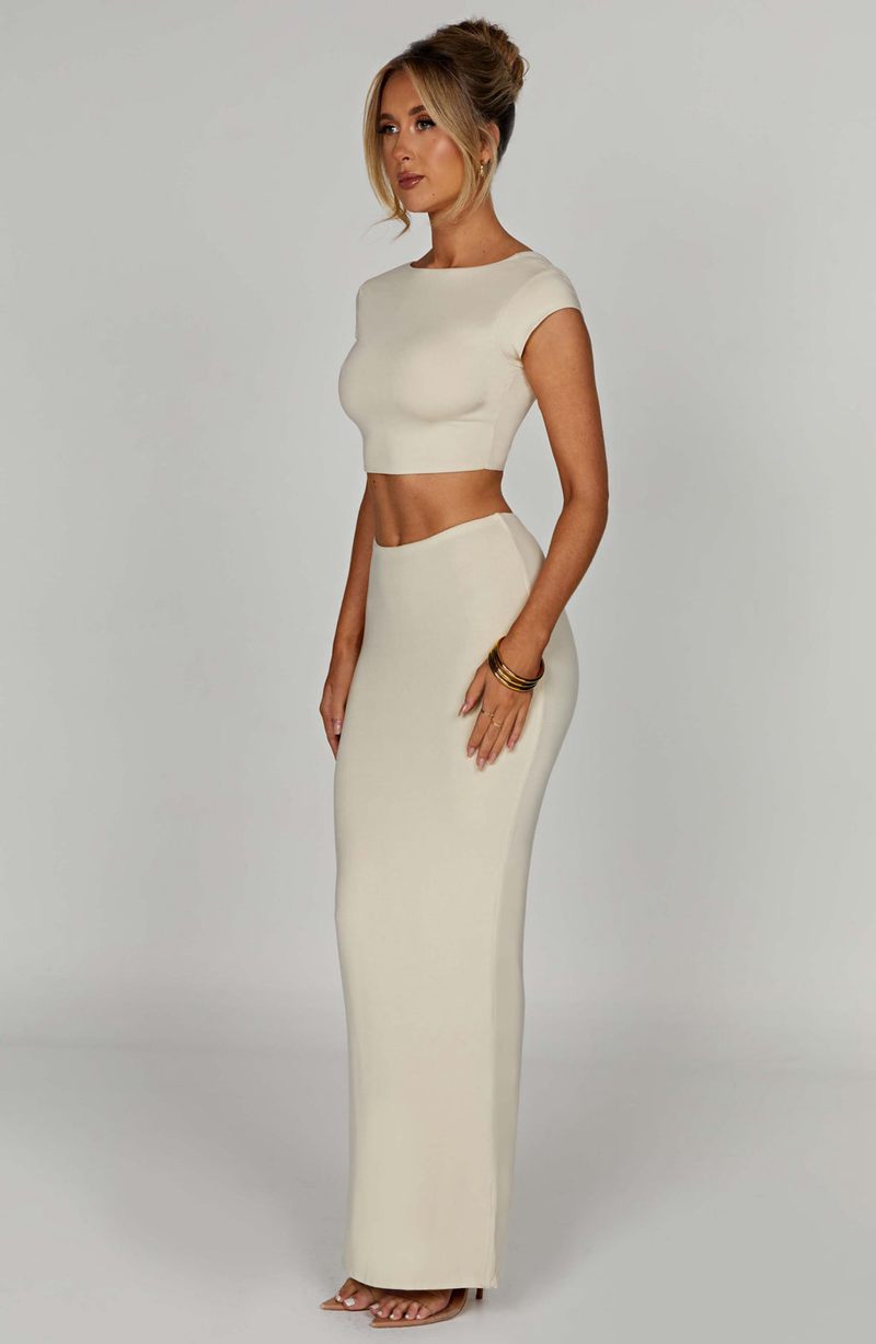 Babyboo Yazmin Maxi Skirt Cream USA | 473-KLHIMV