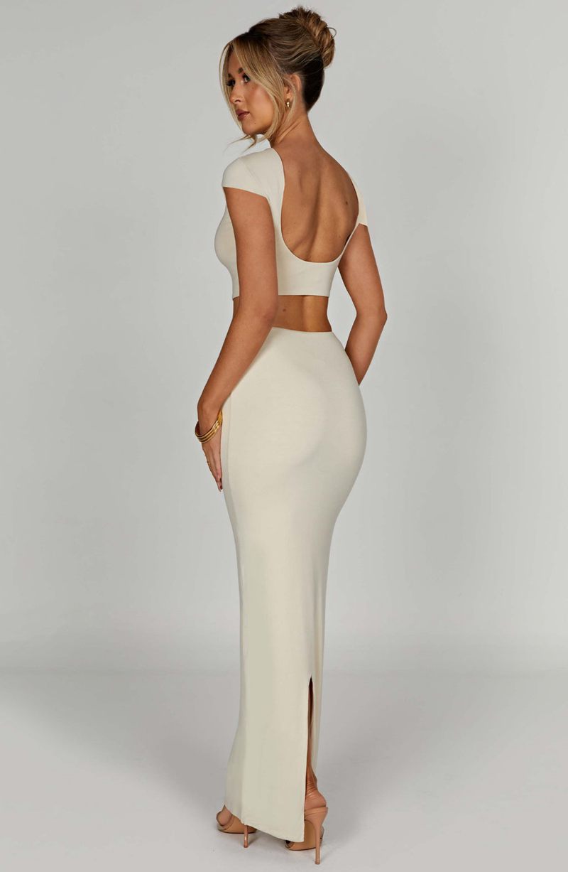 Babyboo Yazmin Maxi Skirt Cream USA | 473-KLHIMV