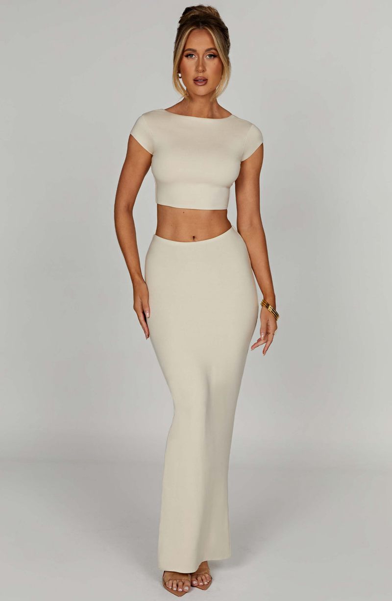 Babyboo Yazmin Maxi Skirt Cream USA | 473-KLHIMV