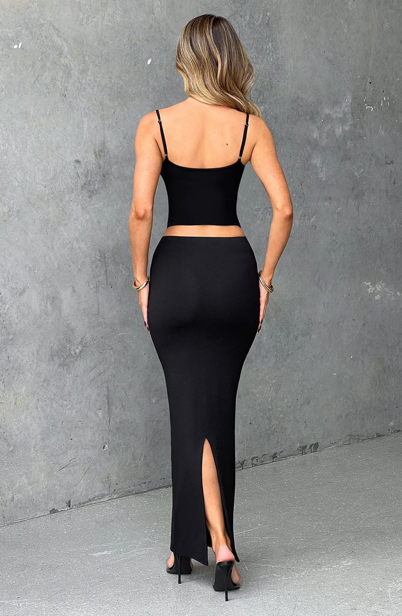 Babyboo Yazmin Maxi Skirt Jet Black USA | 248-ZRVWXP