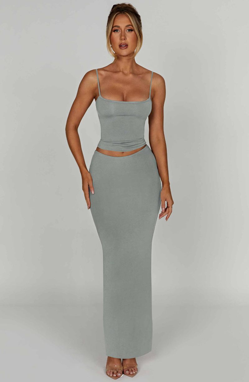 Babyboo Yazmin Maxi Skirt Steel USA | 528-EPLRDU