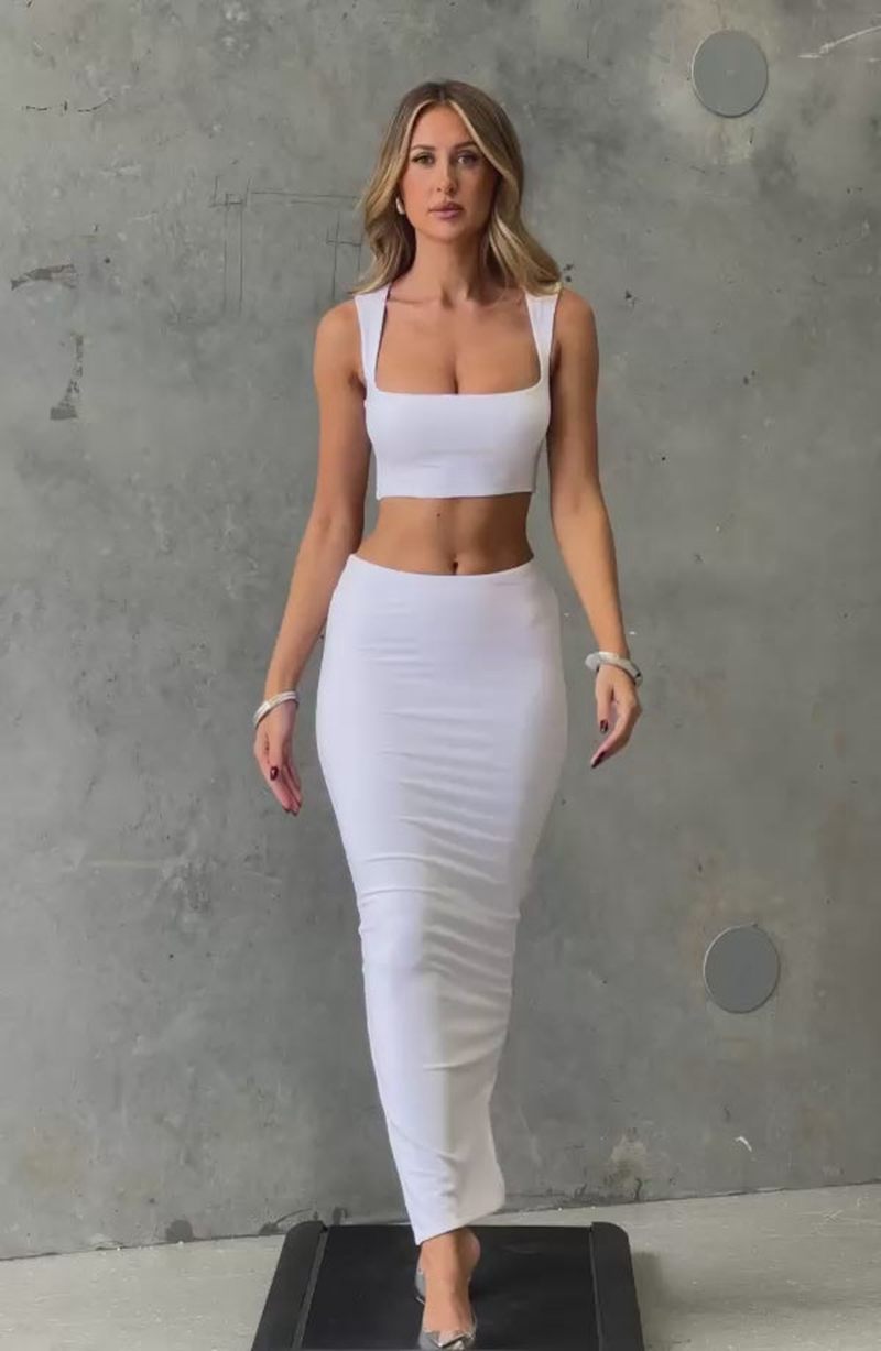 Babyboo Yazmin Maxi Skirt White USA | 687-KZVHDY