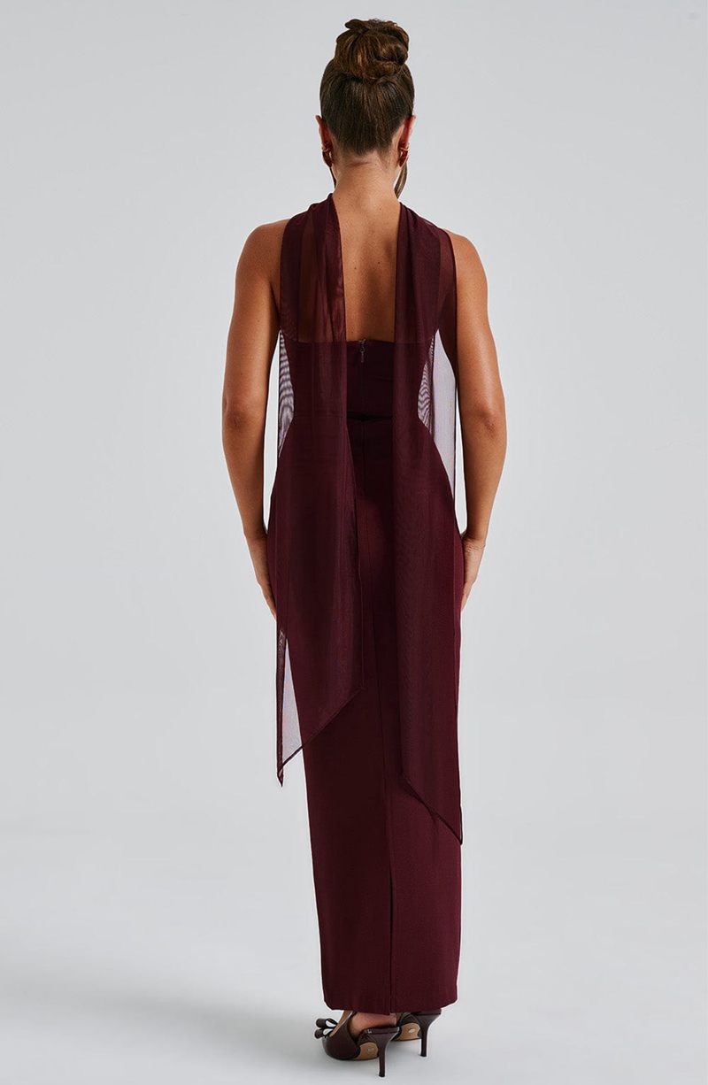 Babyboo Yulia Maxi Dress Cherry Lacquer USA | 574-EKBZRT