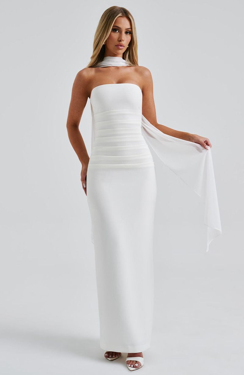 Babyboo Yulia Maxi Dress White USA | 460-DEAMZI