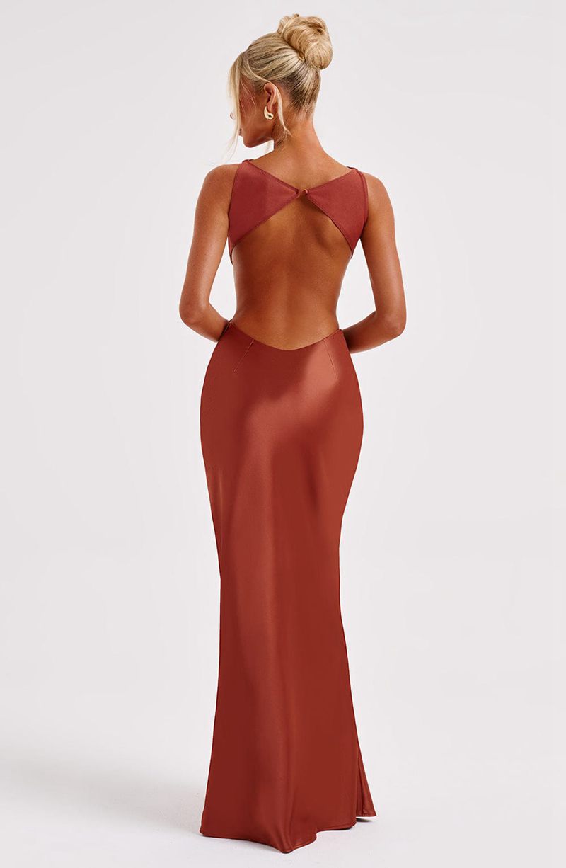 Babyboo Yves Maxi Dress Rust USA | 895-XNTQUI