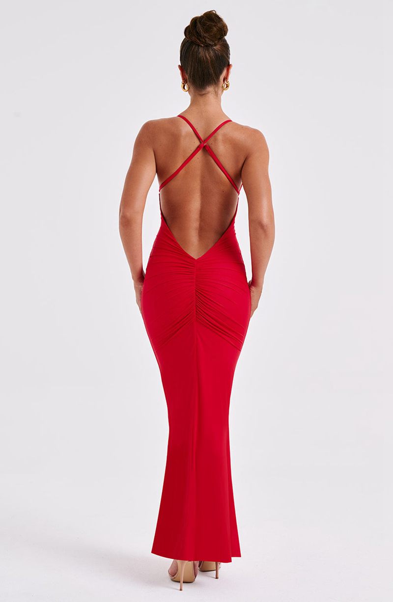 Babyboo Zelda Maxi Dress Red USA | 627-GYHRLK